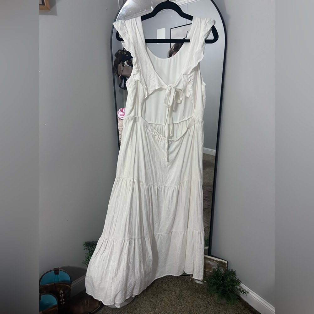CeCe White Ruffle Sleeve Maxi Dress sz XL - Picture 7 of 11